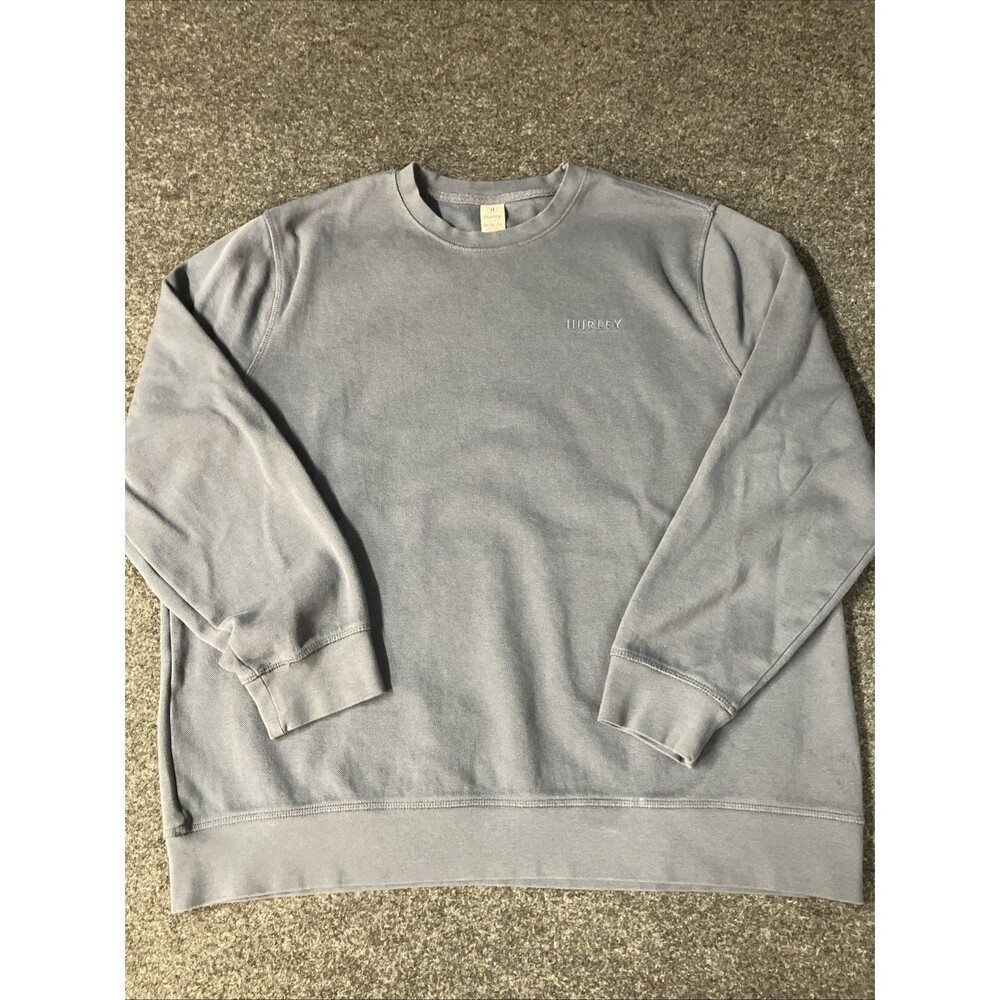 Hurley Sweatshirt Mens XL Blue Excellent Textured Crewneck Logo 1851772